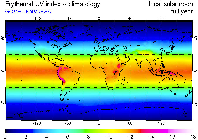 Indice uv zone geographique